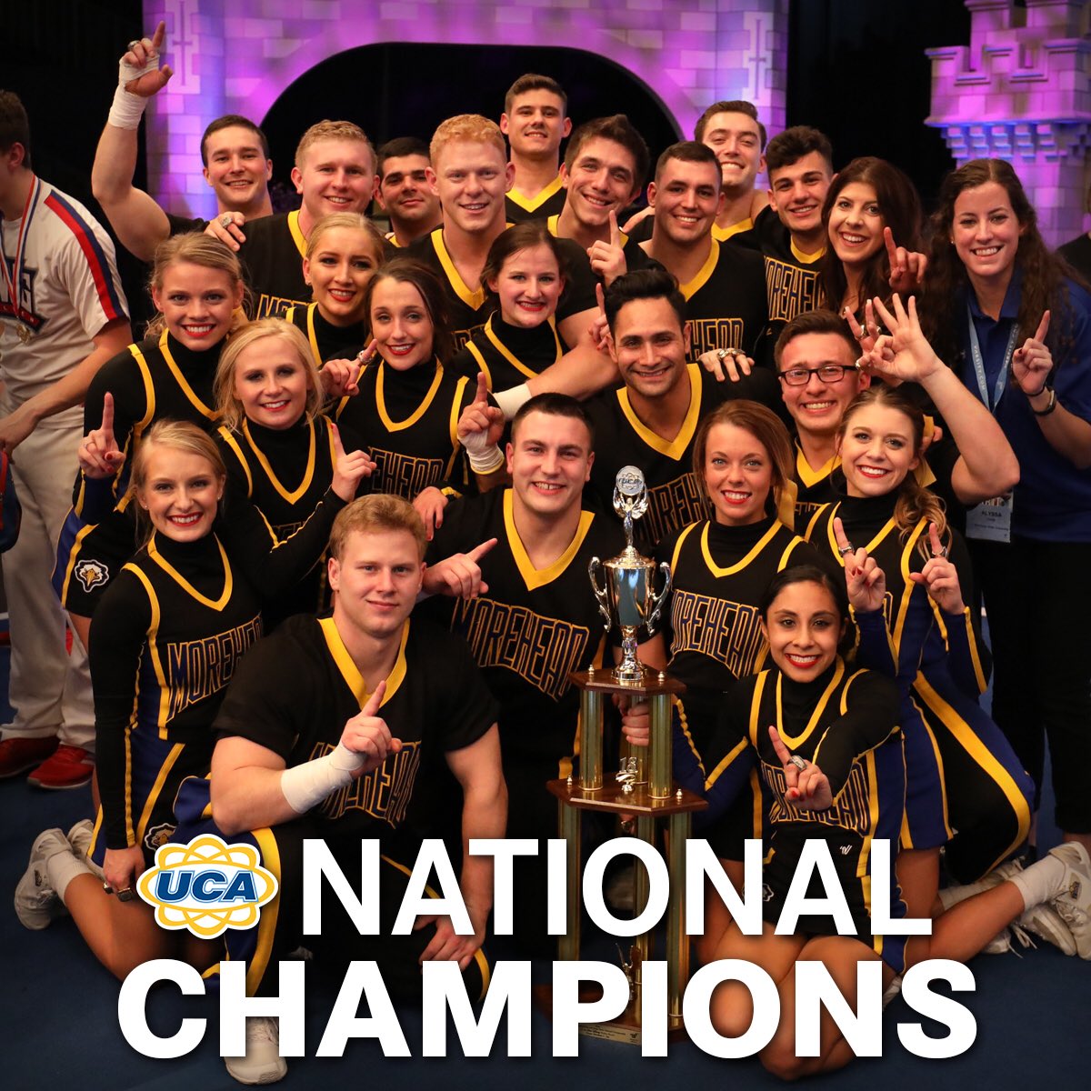 UCAupdates's tweet photo. Congratulations to the University of West Georgia, Morehead State University and Shelton State Community College on your National Championship titles! #UCAnationals https://t.co/i9dkgloxST