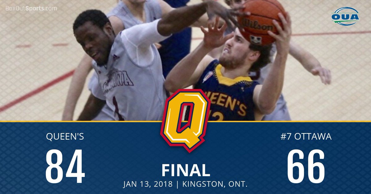 queensgaels's tweet photo. M๐ - Gaels knock off No.7 Ottawa Gee-Gees! Graham and Shoveller each with a double-double ๐๐ช๐ https://t.co/CDm2o4smLS