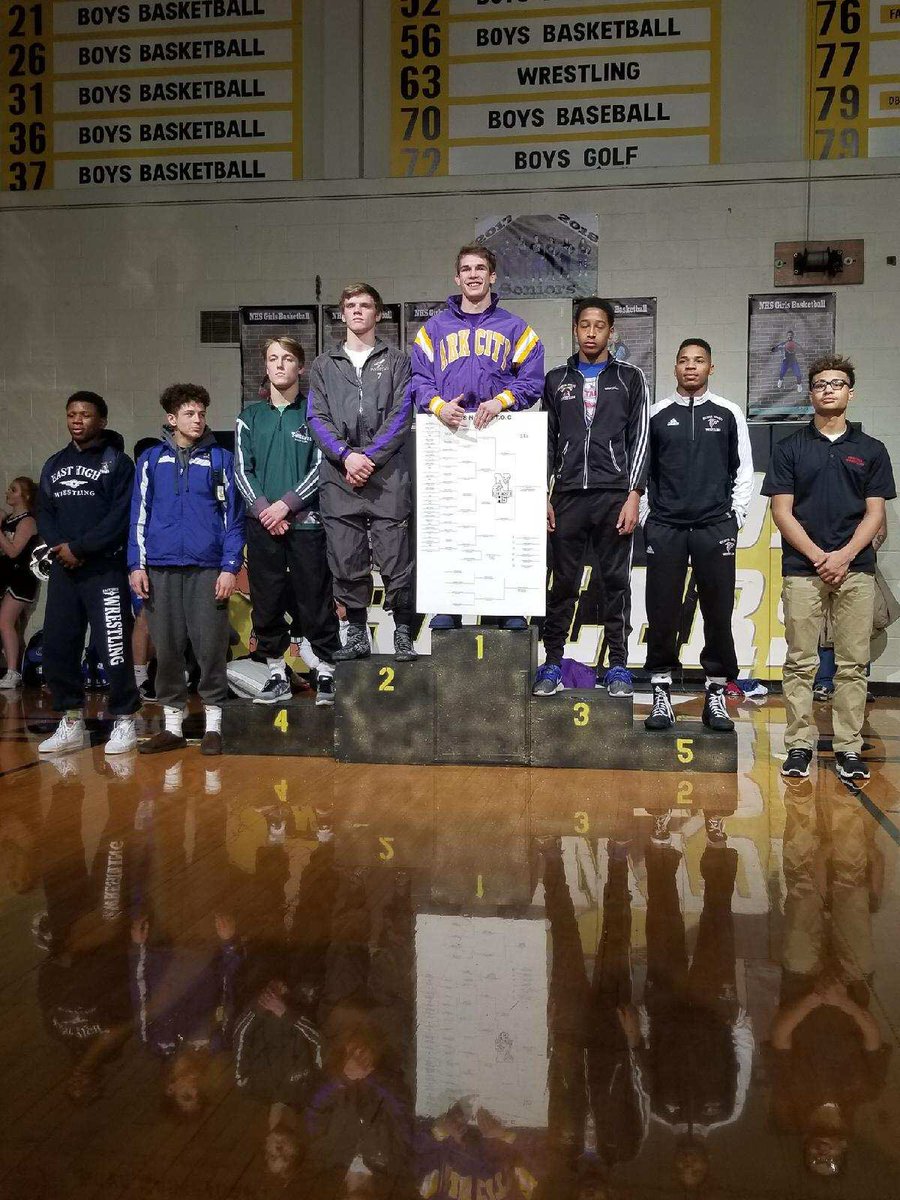 TheACWrestling's tweet image. Jake Beeson on the podium. #BackToBackChamp #ArkCitySTRONG