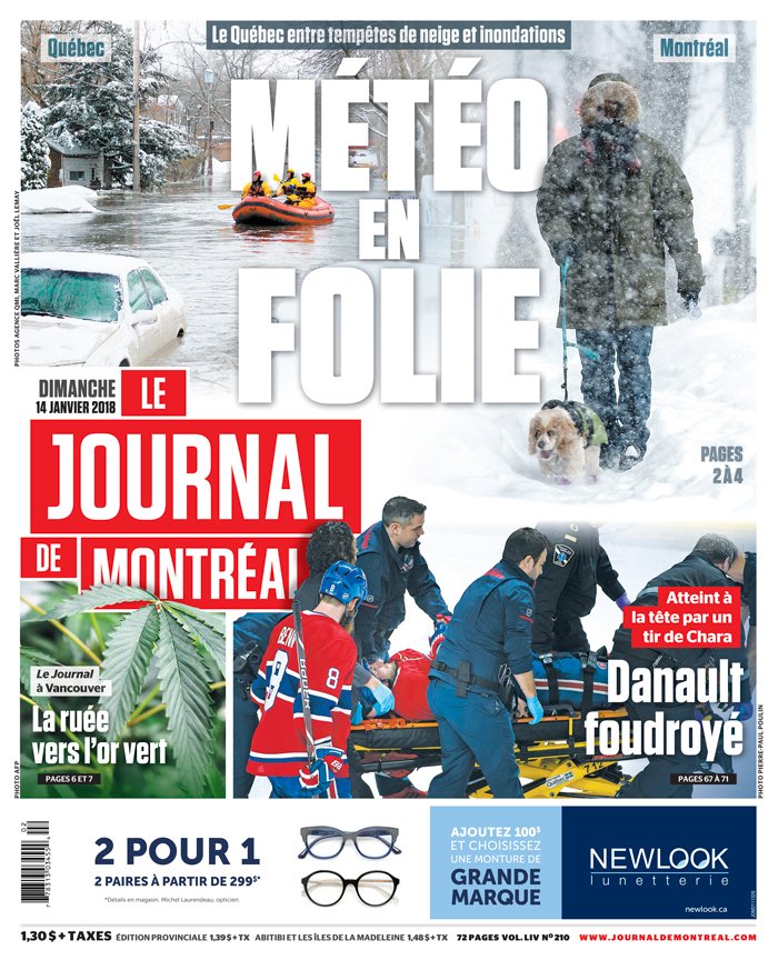 Journal de Montréal on Twitter "La UNE de votre Journal, édition du 14