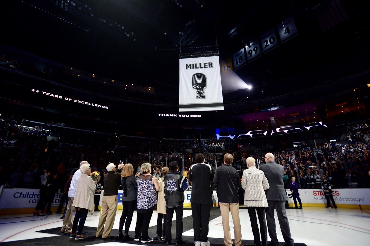 Another historic night here at STAPLES Center as Bob Miller received both a  statue in Star Plaza and a banner in our rafters. #ThankYouBob
