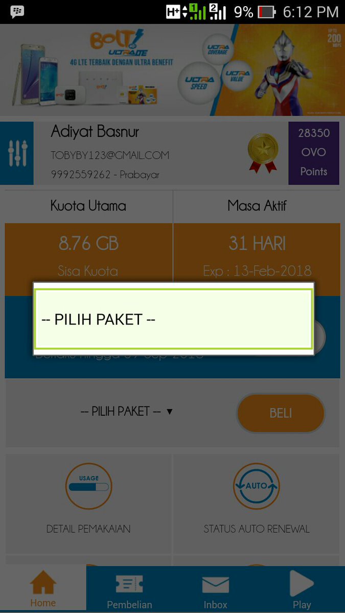 Adiyatb's tweet photo. @BOLTCare Saya gak bisa pilih paket  internet https://t.co/sLII99l4zD