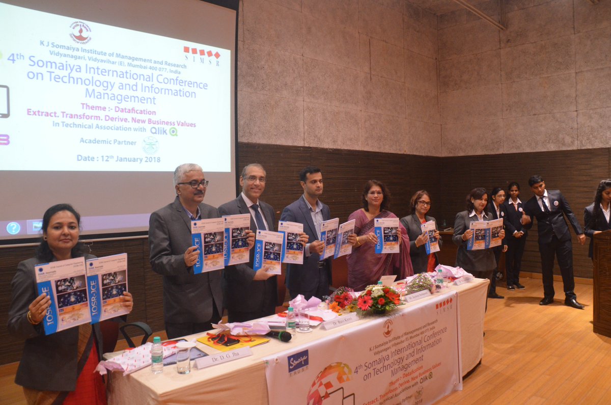 SictimSimsr's tweet photo. 4th Somaiya International Conference on Tech &amp; Info Mgmt held on 12th Jan, 2018 at @KJSIMSR The keynote speaker for the inauguration Dr.@ravikrovi Dean @uakron &amp; chief guest Mr.@Jay_Desh, marketing mgr @qlik
In Association with @qlik &amp; Academic Partner Yunnan University, China https://t.co/Ea4zwf7Cfr