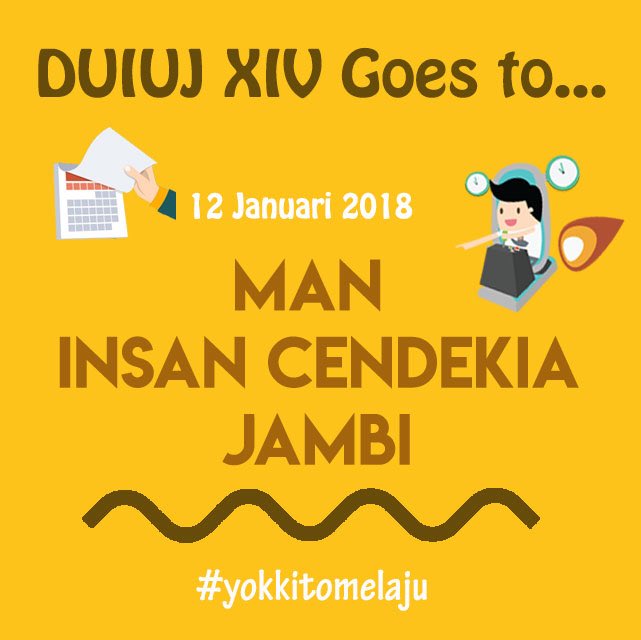DUIUJ16's tweet photo. [PASUKAN BER-JAKUN MENUJU MAN INSAN CENDEKIA JAMBI!]

Halo, para pejuang Jaket Kuning!
Jumat lalu adalah hari ketujuh rangkaian kegiatan Goes to School (GTS) DUIUJ XIV dilaksanakan, yay!🙌🏻

Nah, ini adalah potret keseruan GTS di MAN INSAN CENDEKIA Jambi, yuk disimak! https://t.co/27LHAKNLFM