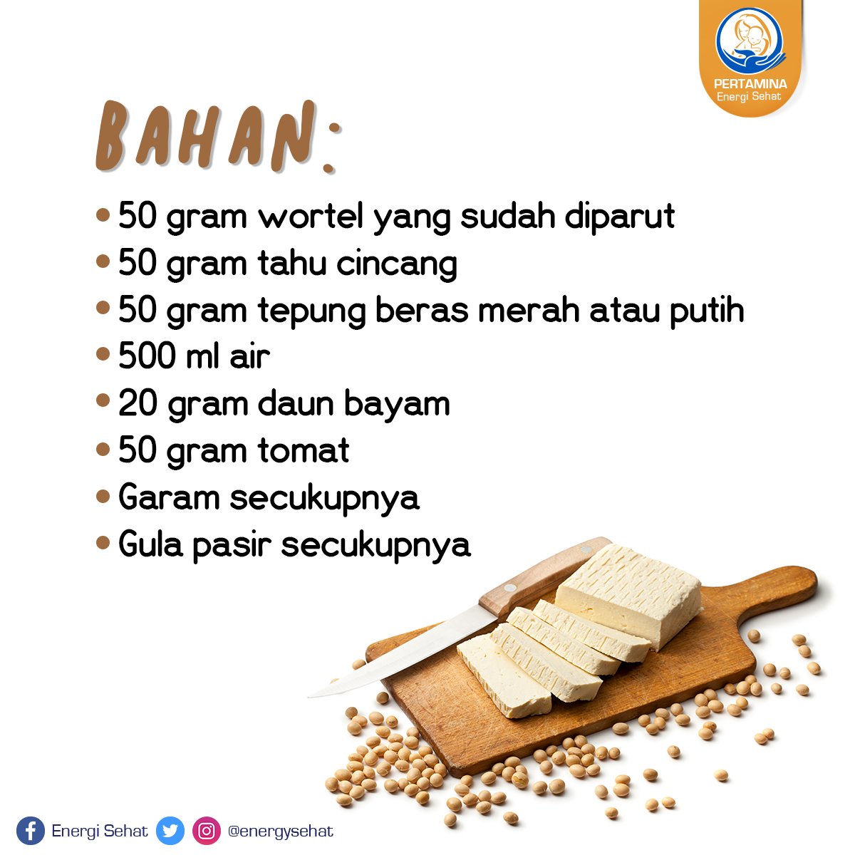 EnergySehat's tweet photo. Yuk, simak resep #MPASI berbahan tahu untuk variasi menu makanan si kecil, Sob! https://t.co/c6I0GGWCS3