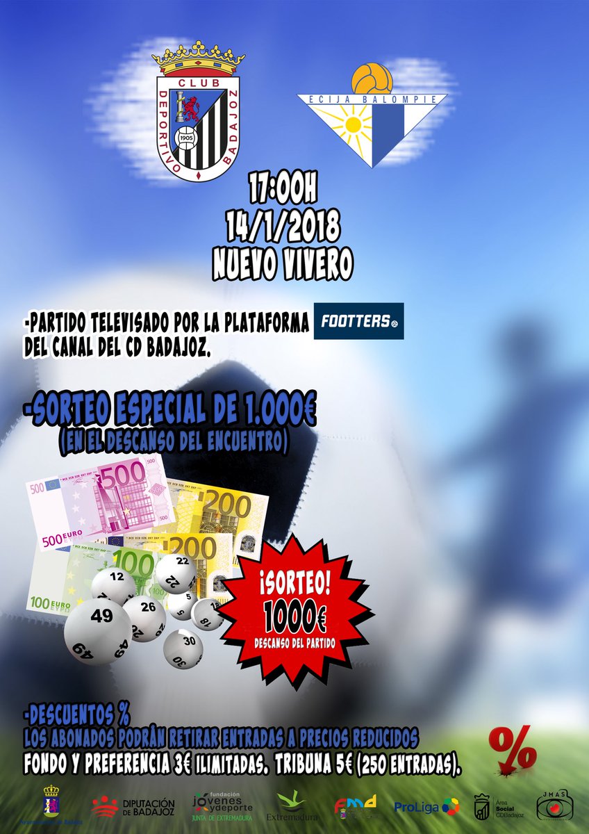 ⚽️Hoy jugamos ⚽️

🆚 <a href="/ecijabpe/">ÉCIJA BALOMPIÉ</a> 

⏰ 17h 

🏟Nuevo Vivero 

💻 @Footters_com 

#️⃣BadajozÉcija

#VamosBada