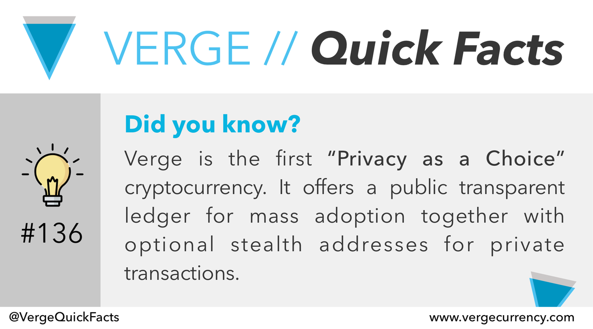 VergeQuickFacts's tweet photo. #136

#vergecurrency $XVG #bitcoin $BTC #btc #Blockchain #cryptocurrency #Verge #XVG #crypto #altcoin #altcoins #fintech #NextBitcoin #VergeFam #WraithProtocol https://t.co/rgqqhyqB9X