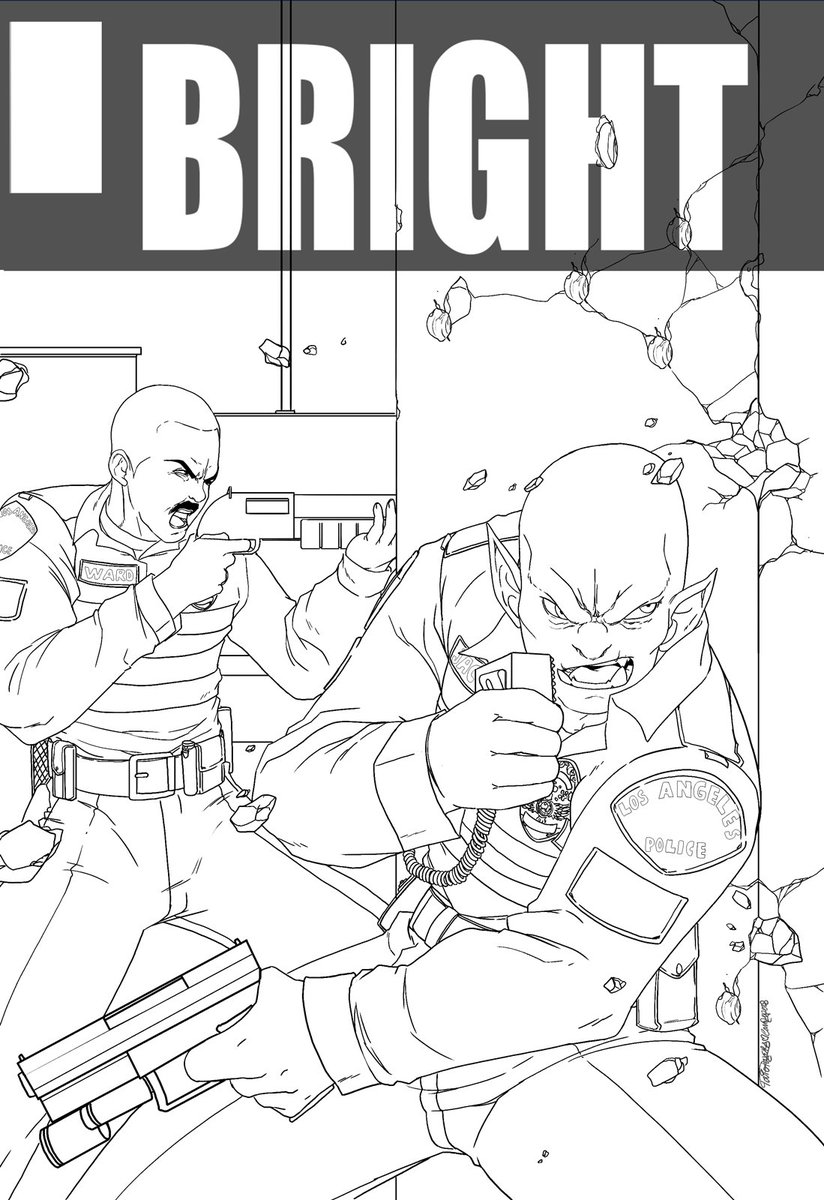 i'll put some colors on this tomorrow......maybe. #Brightnetflix #fanart 