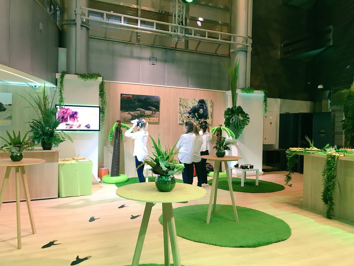 mariedemichel's tweet photo. 🐘🦍🦏🐾🌴🌱
Direction la jungle ce matin avec la projection en avant-première de la nouvelle série événement @Ushuaia_TV #TerredesGéants
L’occasion de tester les super modules VR 360 qui seront dispo sur #MYTF1VR ! https://t.co/cwBQZx06gv
