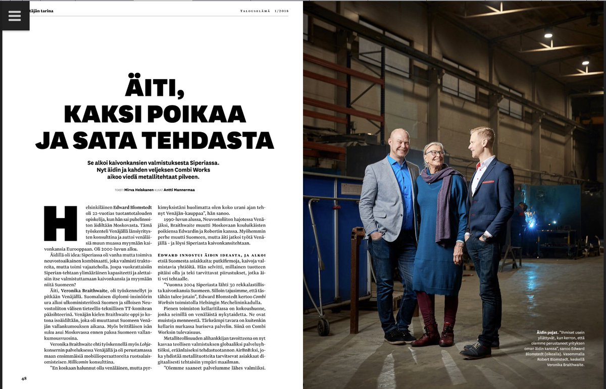 kirsikkalar's tweet photo. Taas upea juttu @Combiworks Talouselämässä. Factory as a Service. Tämä kasvuyritys etujoukoissa mullistamassa myös #rahoitus tarpeita tällä SaaS +platform talouden aikakaudella! Hyvä @EdwardBlomstedt ! #banking #fintech #rahoitus #vakuus #riski https://t.co/QU2g35WDx7