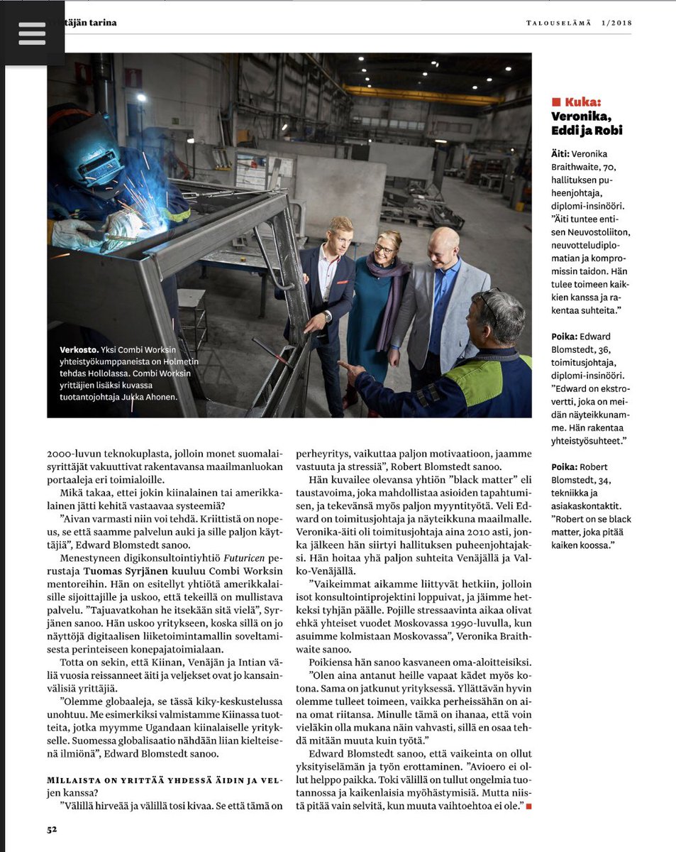 kirsikkalar's tweet photo. Taas upea juttu @Combiworks Talouselämässä. Factory as a Service. Tämä kasvuyritys etujoukoissa mullistamassa myös #rahoitus tarpeita tällä SaaS +platform talouden aikakaudella! Hyvä @EdwardBlomstedt ! #banking #fintech #rahoitus #vakuus #riski https://t.co/QU2g35WDx7