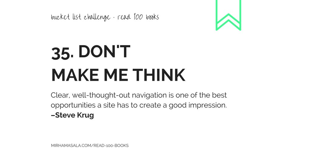 🔨 Changes I implemented to my website after reading "Don't Make Me Think" by Steve Krug (<a href="/skrug/">Steve Krug</a>): mirhamasala.com/read-100-books…