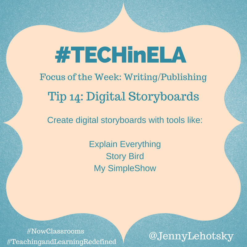 JennyLehotsky's tweet photo. Day 14- #TECHinELA Digital Storyboards help writing come to life. 
#D100pride #TeachingandLearningRedefined #nowclassrooms @2ndGradeIrving 
https://t.co/3Zcb4T88ZA @mysimpleshow 
https://t.co/avFX7WRVLA @Storybird 
https://t.co/FKgl0ux5vp @explainevrythng https://t.co/XeWF7A6rol