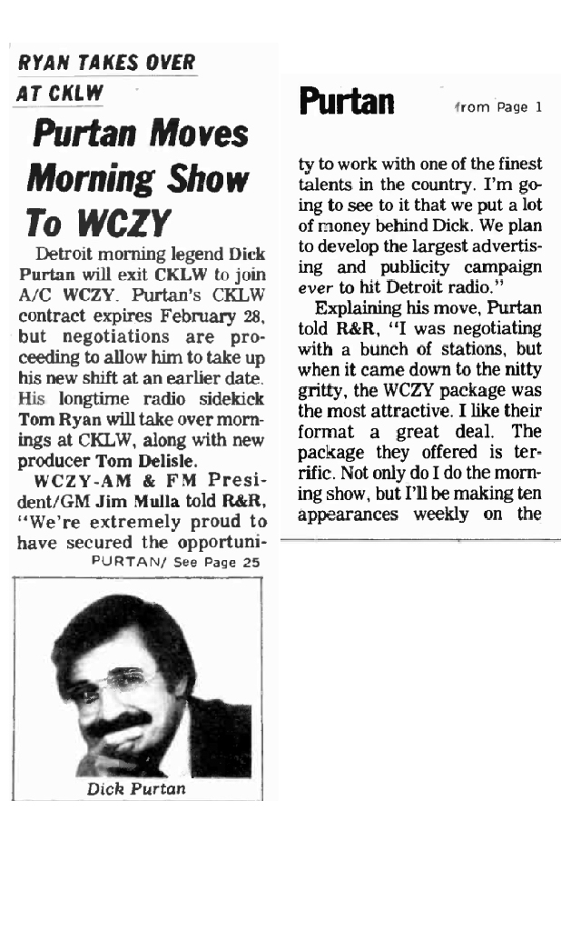 RadioRewinder's tweet photo. #RadioLegend Dick Purtan making moves on January 1983 #CKLW #WCZY #DetroitRadio https://t.co/ApAtVKtQP8