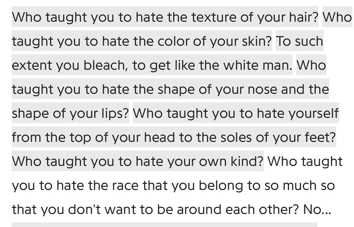 vuyanipambo's tweet photo. I can hear brother Malcolm  X asking us “who taught you to hate yourself ? https://t.co/qKptF0A6fV