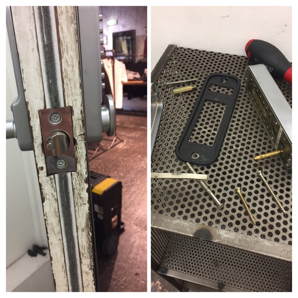 1stchoicelocks1's tweet photo. Sunday Funday!
Repaired &amp; refit a code lock for a commercial customer in #Exeter city centre.Staff unable to close the door after latch had stuck. All working good &amp; proper now like 😄
#locksmiths #firstchoice #commercial #devon ##24hr #mobilelocksmiths https://t.co/aCQfXf5eTe