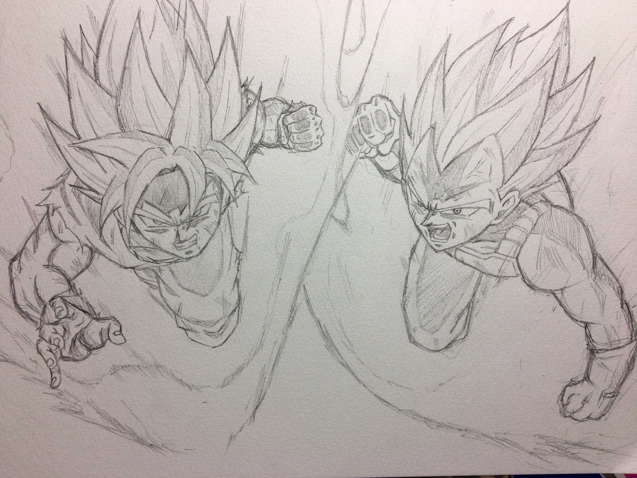 Twitter 上的 フジ太朗 今日のドラゴンボール超は前回に続いてホンマに良かった 悟空とは違う進化を遂げた新形態ベジータめっさカッコ良かった 悟空とベジータのライバル同士の共闘もっと見たい ということで悟空とベジータ模写 ドラゴンボール超 絵描きさんと