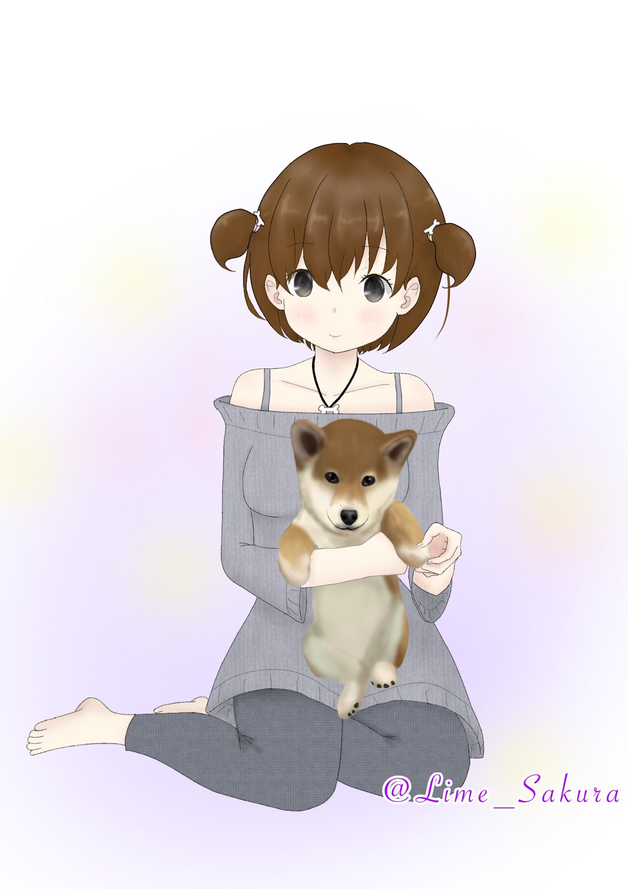 ライム 人間 犬というお題で絵を描きました 犬と人の絵柄が合っていないのか 犬がものすごく浮いてる イラスト T Co Cjcs3qiv Twitter