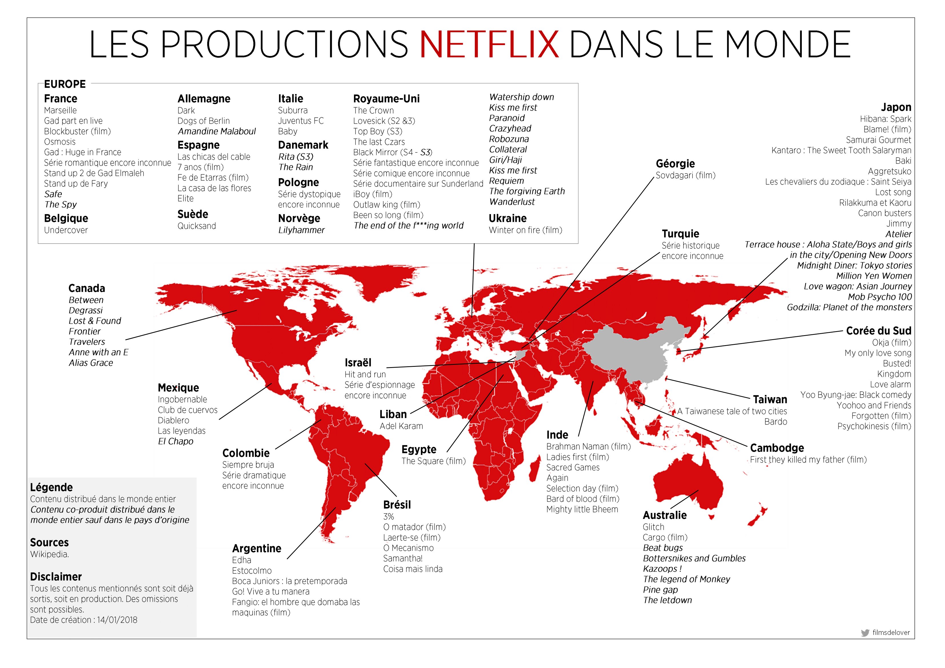 Frédéric on X: #SVOD La carte des investissements de Netflix dans le  monde.  // J'ai essayé de cartographier les  productions et co-productions de Netflix dans le monde (hors-US).   / X