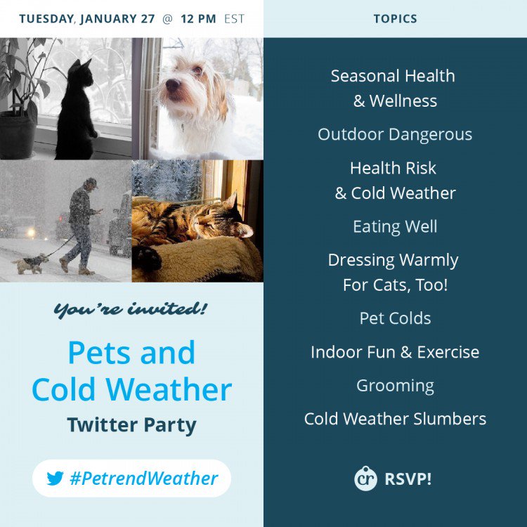 CharlotteReed's tweet image. So excited for the #coldweatherpets #TwitterParty tomorrow morning. Join us RSVP at vite.io/svjej1f28z. So many great prizes that can help you better care for your #pets.