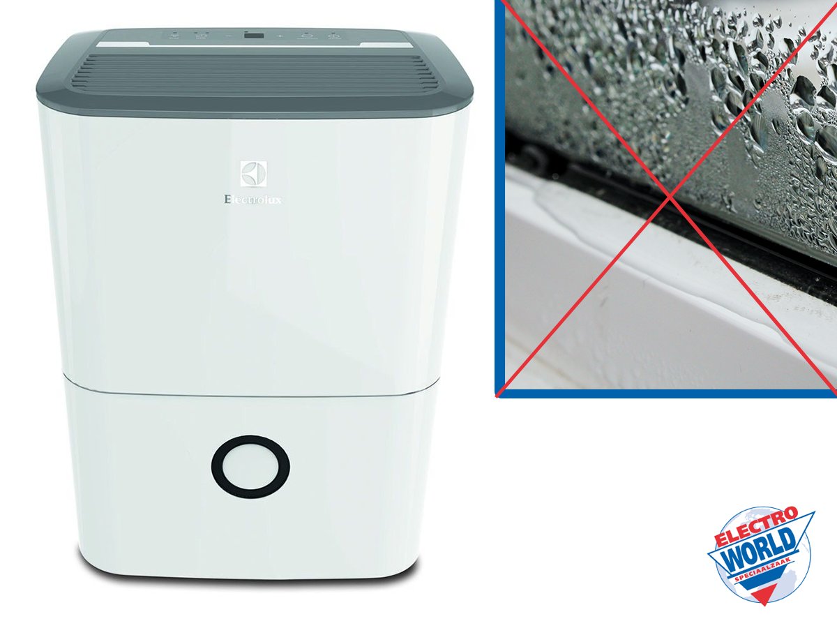 Vergeet deze winter niet genoeg je huis te luchten! De verwarming staat volop aan en dit betekent: vocht. Voorkom schimmelvorming met deze luchtonvochtiger van Electrolux!