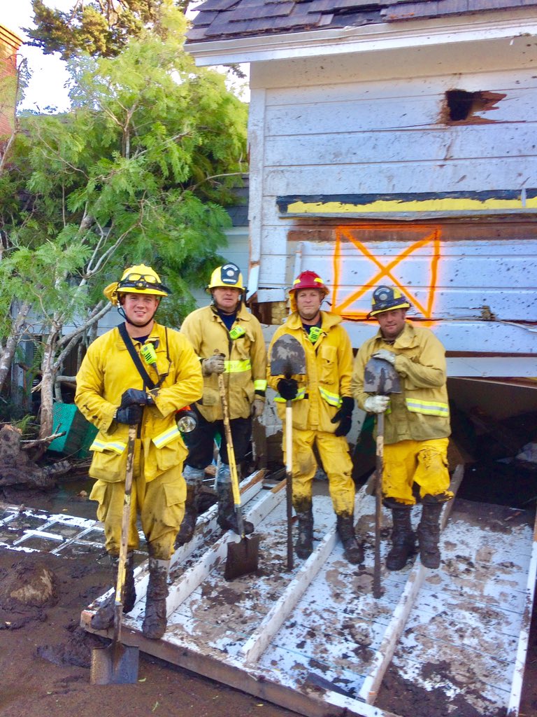 dept_el's tweet photo. Members of the ESFD continue to search frantically, for survivors of the Santa Barbara County mud slides. Please continue to keep the victims, their families, and the first responders in your thoughts and prayers. https://t.co/XqZ7qbBVnj