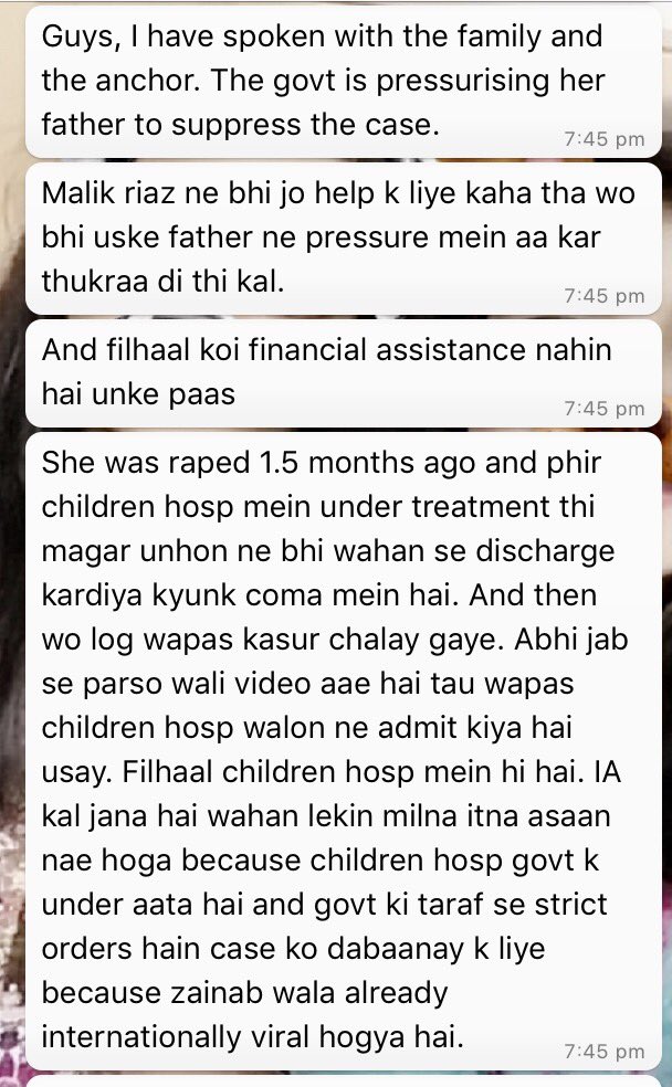 maria_YIKES's tweet photo. The president of our welfare society went to Children hospital to check on Batool and her condition,this is what he got instead.Please I urge you all to RT it as much as you can to stop our good-for-nothing govt's heinous scheme.Be the change.
#savebatool #JusticeForZainab https://t.co/WqLNaDCvvA