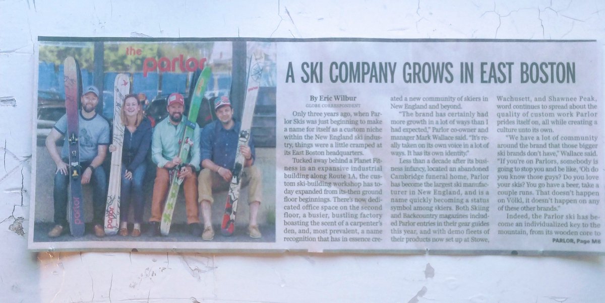 KOCatering_Pies's tweet image. Awesome feature in the Sunday @BostonGlobe Travel section on our mates @Parlorskis, largest ski manufacturer in New England. Congrats, Mark, Jason, Pete, and team. #Eastie #ParlorSkis #ParlorBeyond bit.ly/2mxdaWs cc: @BosGlobeTravel