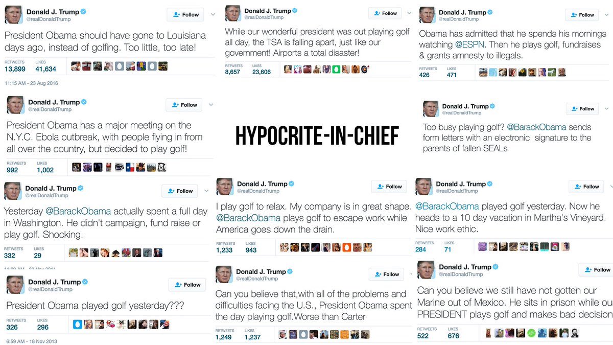 shakeitmackten's tweet photo. @ChadBroChill757 My biggest criticism about his golf game is how relentless he was about Obama playing too much golf and he wouldn’t play as much if he was president. Now that he’s president he’s played 90 times (number is verified) costing taxpayers exactly $47,441,951. https://t.co/PSahiZFw6X