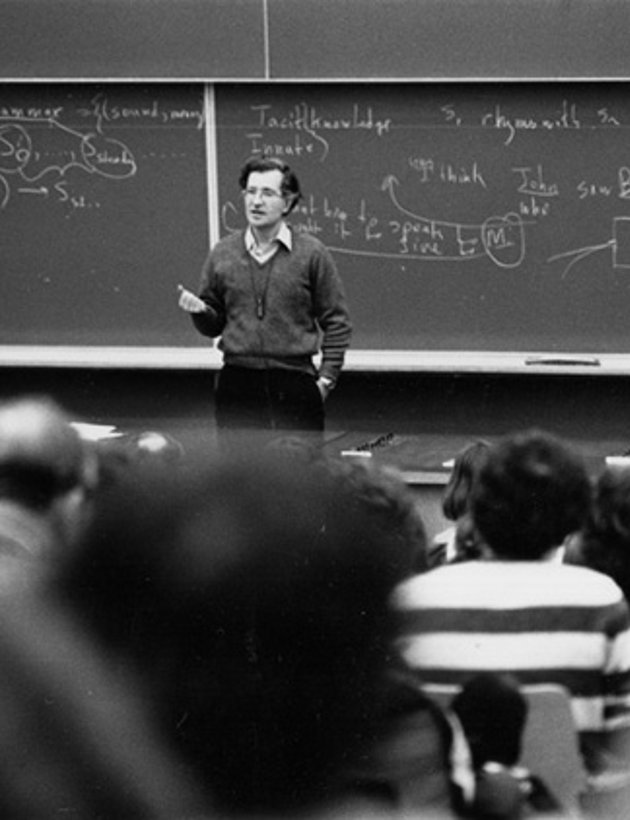 NoamChomsky28's tweet photo. Me teaching linguistics at MIT.  I've been working there since 1955. https://t.co/prCoMJTpGN