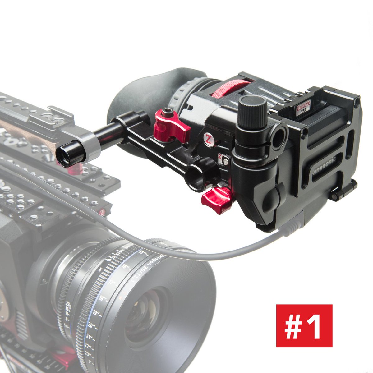 Zacuto's tweet image. Our #PanasonicEVA1 Z-Finder viewfinder has three easy mounting options. Safe and secure - and easy to focus. #EVA1 #cameragear #videoproduction #cameras SHOP HERE: ow.ly/62BJ30hBYQi