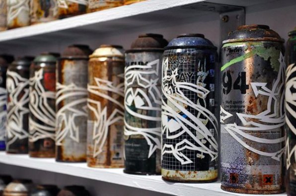 MonikerArtFair's tweet photo. Some of the oldest #rustoleum cans we've ever seen were included in this @IanKualii installation! What do you do with your empty tins? 

📷 by IG: @juliiea thanks for taking some great shots at #maf2017

installation work made possible by the good people at @InnovaArt https://t.co/L9gK2PW3aq