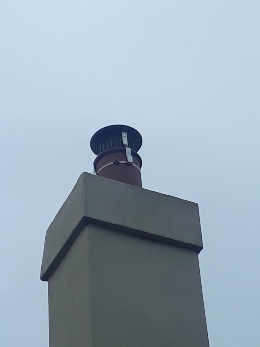 SweepyTodd's tweet photo. Bird/rain guard fitting today and an open fire sweep. All tapped up and vacuum running to eliminate the mess! https://t.co/tf7MpvBlIa
