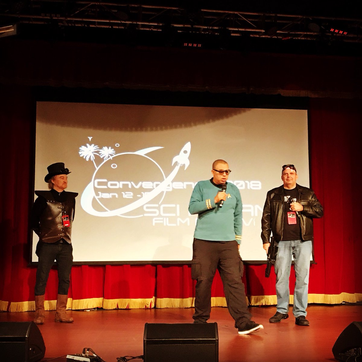 SteamWrecked's tweet photo. Our screening is starting! @miamiscifi #dodgecollegeoffilmandmediaarts #steamwrecked  #miami #miscifi #MiSciFi #Film #SciFi #fanfilm #steampunk #filmmaker #festival #cosplay https://t.co/7dI4iUiaZv