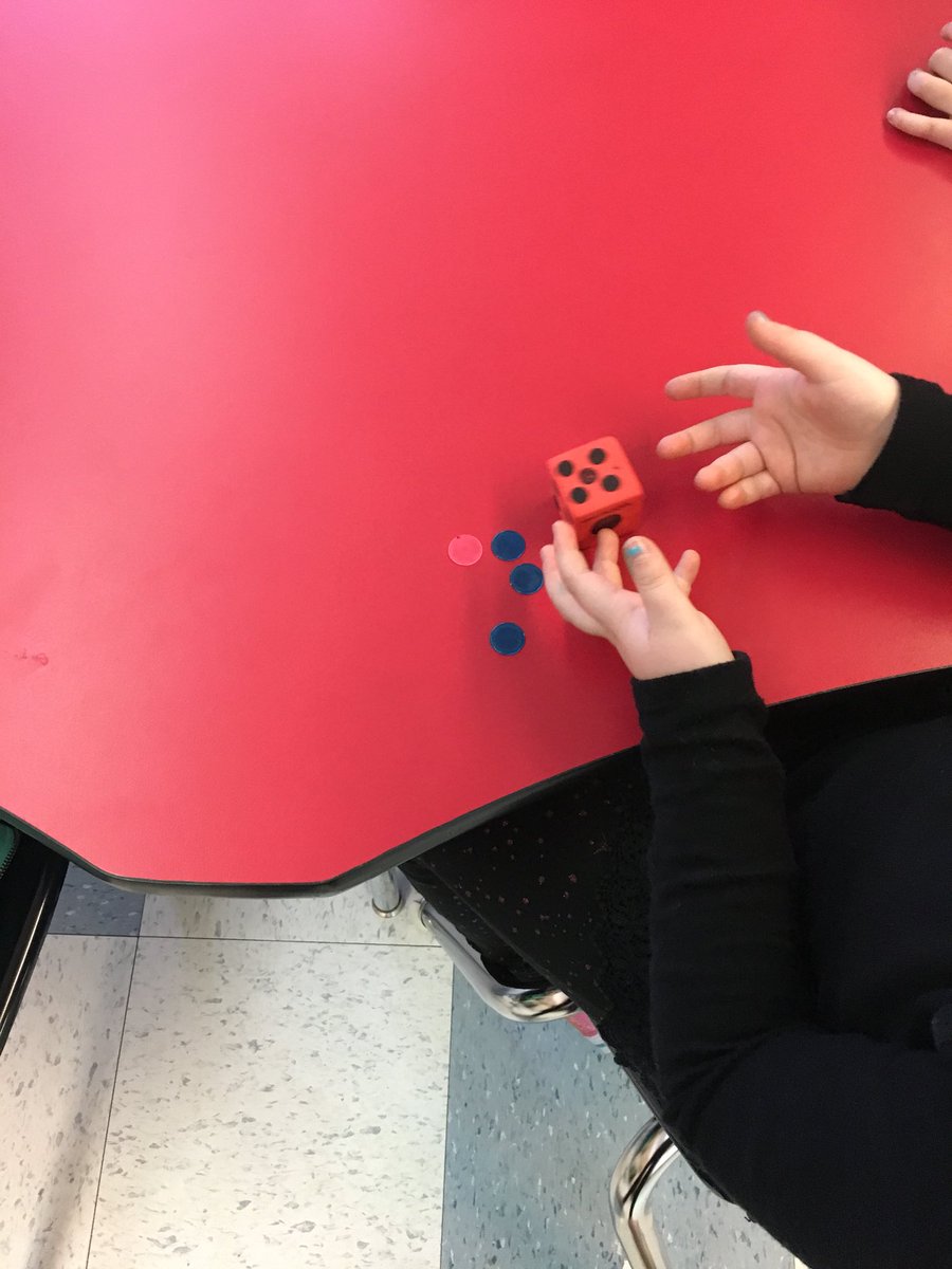 Mme_Bentz's tweet photo. We love math games! We are practicing counting and recognizing at a glance the dots on a dice. @BarrElem #phrd7 #countingcubes #dicewars #subitizing https://t.co/IorCa5ISDG