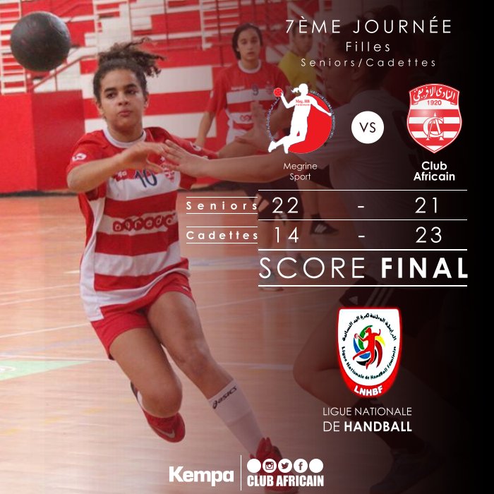 clubafricain's tweet photo. #ClubAfricain 7éme journée du championnat #Handball féminin
Dames : #MSHFCA 22-21
Cadettes : #MSHFCA 14-23
#ForzaCA https://t.co/JyvqCEBPkR