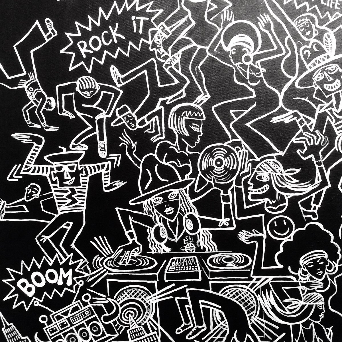 markwigan's tweet photo. Rock it! party people painting (detail) #wigansworld on show weekends @museumofclubs #hull https://t.co/zFm4YDZwd5