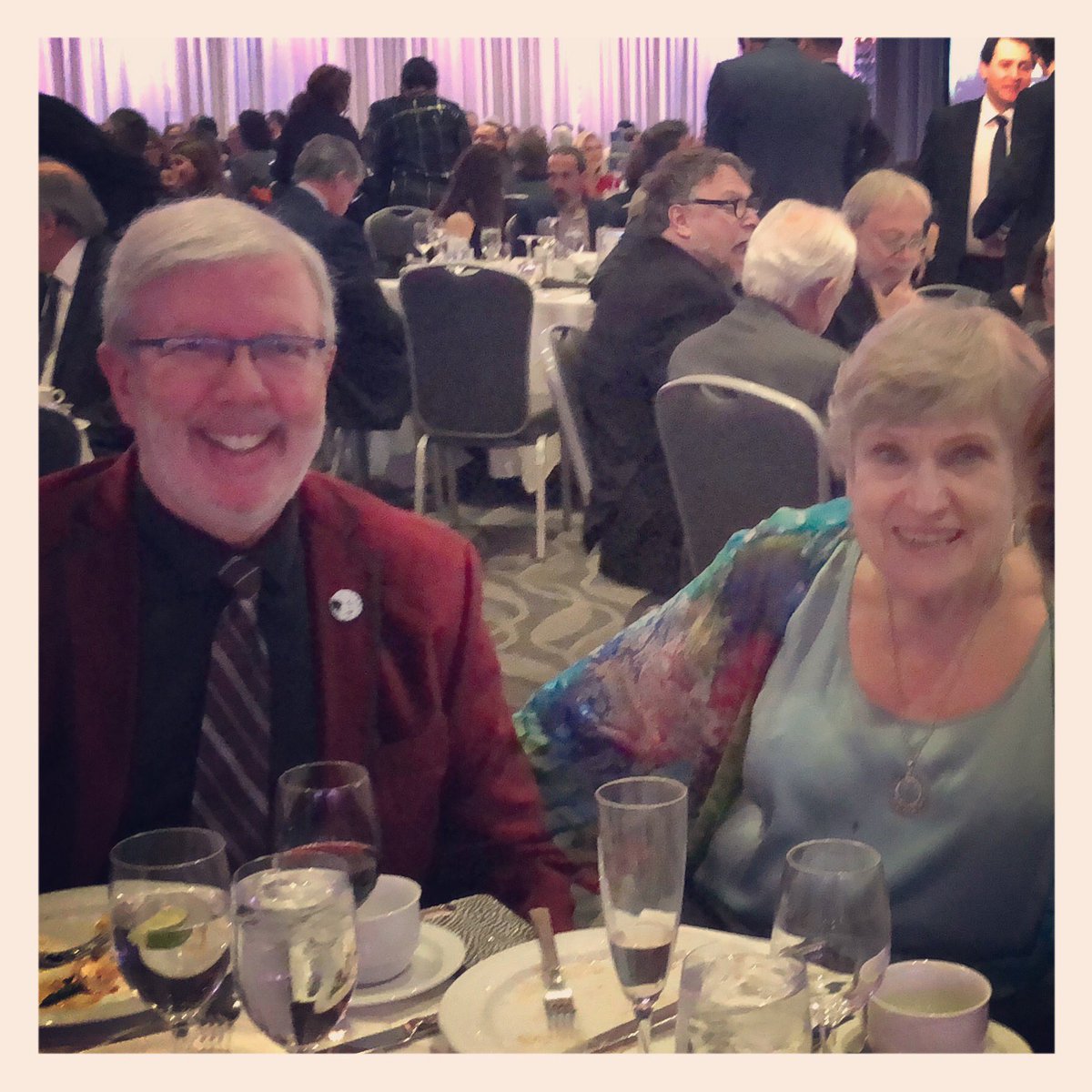 HildaSomarriba's tweet photo. #ScenesFromLastNight: Always a joy to run into #FilmCritic @leonardmaltin &amp; Alice at events (#ISpy @RealGDT, Director of #TheShapeOfWater, behind them) at the #LaFCA #Awards #Dinner —  @lafilmcritics #LifeIsAParty #AwardsSeason #PublicistLife with #FriendsAndClients #MyDayInLA https://t.co/dU4Vxpsagz