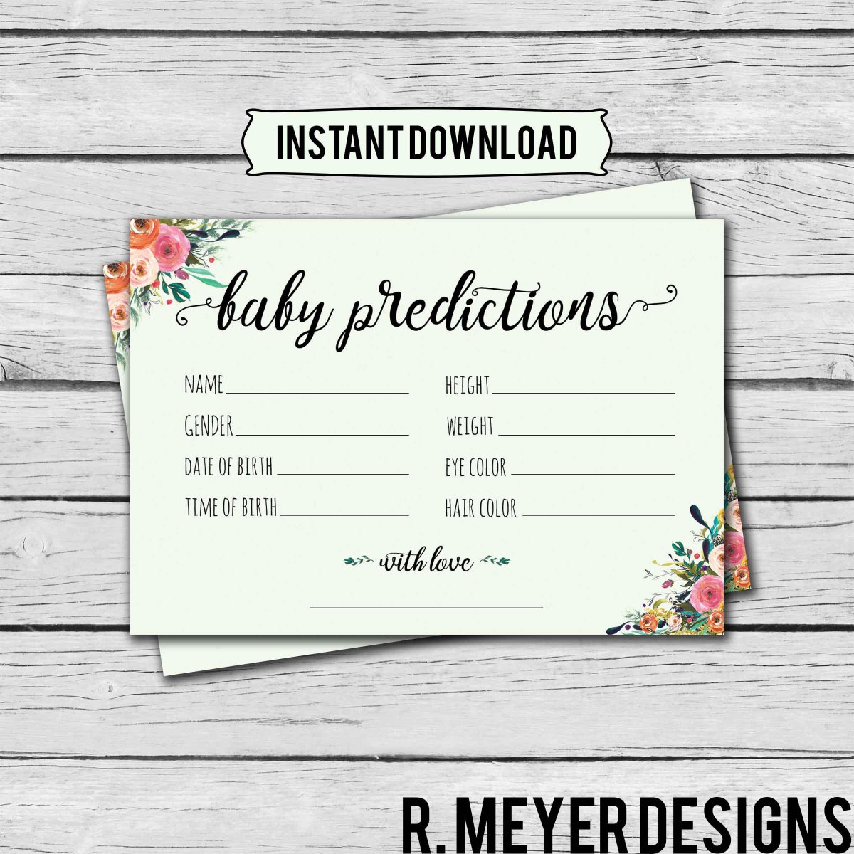 rmeyerdesigns's tweet photo. Excited to share the latest addition to my #etsy shop: Floral Baby Prediction Cards - Instant Download - Printable https://t.co/uhKixSD7dq #papergoods #green #babyshower #games #predictioncards #floral #babyprediction #babyshowergames #floralbabyshower https://t.co/4QSQrjxyTM