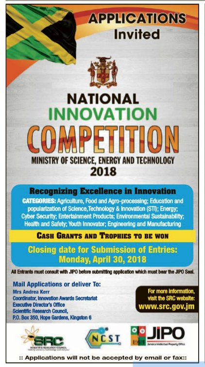 KemeshaSwaby's tweet photo. National Innovation Competition. Do share. #STEM https://t.co/9yTJQiBb65