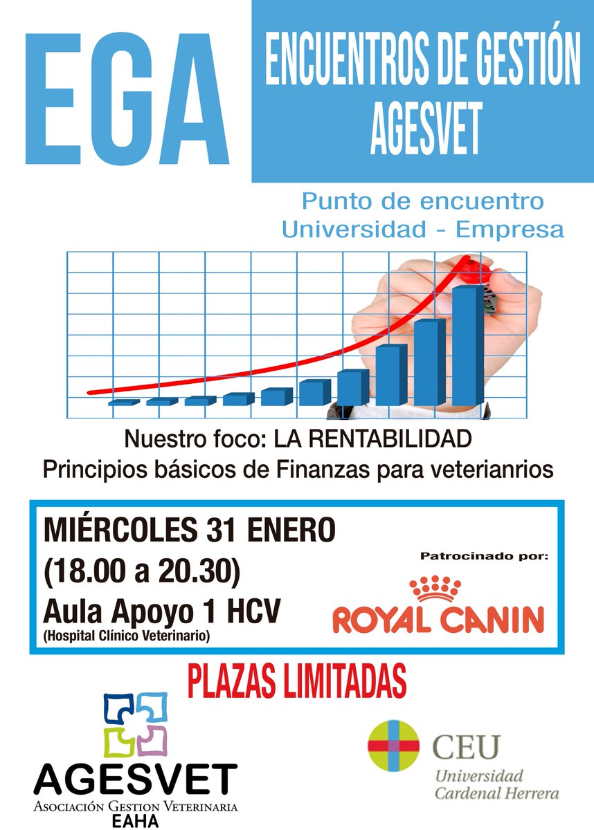 Agesvet's tweet photo. Próximo encuentro EGA en Valencia, no faltes!! #gestiónveterinaria #gestión @alumnosUCHCEU @uchceu https://t.co/eEdFSOxvv8