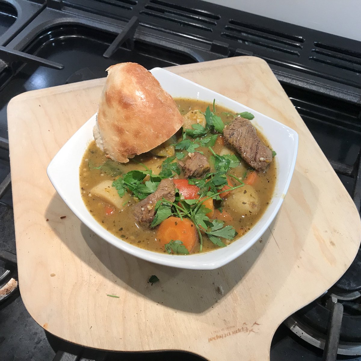 johnberkoski's tweet photo. Beef stew with fresh bread to warm up a cold January weekend. Thanks to @TheVillageButch for the fab stewing beef! https://t.co/KJyYmcH833
