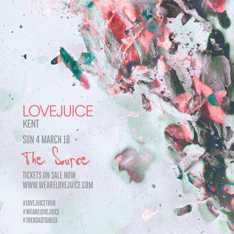 JUST ANNOUNCED!! 

We’re finally in Kent!!

LoveJuice <a href="/TheSource_Bar/">Source Maidstone</a> 

Sun 4 March (All Day)

Tickets on sale now!! 

wearelovejuice.com/events/44