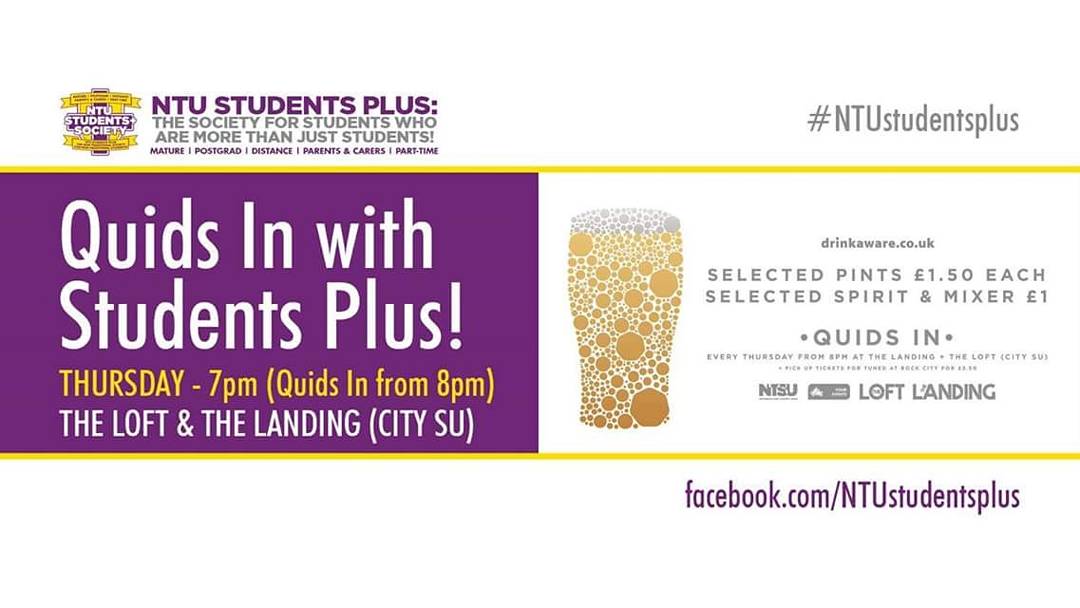 With Term 2 now in full swing, we've got two social events for you this week - join us Monday for a Coffee Morning at The Point in Clifton, and Thursday for Quids In at the City SU! FB.com/groups/NTUstud…