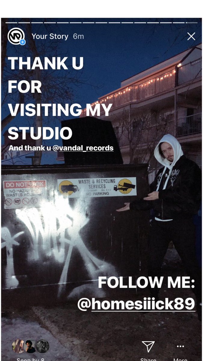 Giving an exclusive tour of my dumpster rn on the <a href="/VandalRecordsHQ/">Vandal Records</a> Instagram story