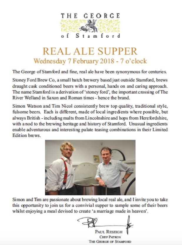 We are appearing at The George of Stamford on Weds 7th. To call it a pie and a pint night is an understatement of some proportions.