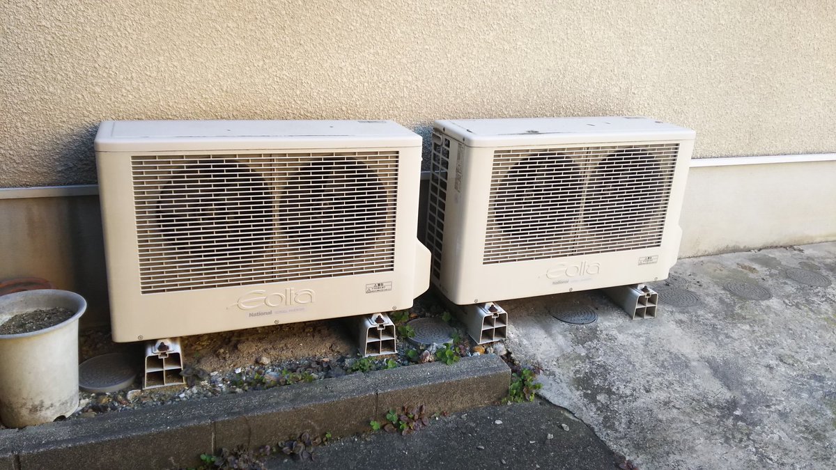 ナショナルエアコン室外機 2ファンタイプのエオリア あまり見ない型番