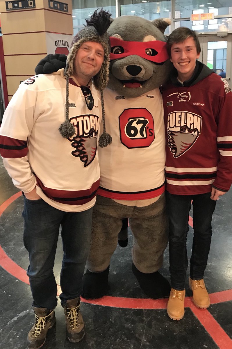 Our #StalkTheStorm road trip wrapped up with a picture with Riley Racoon. We saw <a href="/Storm_City/">Guelph Storm</a> play in Peterborough Thursday night, in Kingston on Friday and in Ottawa tonight. The Storm won 2 and lost 1.