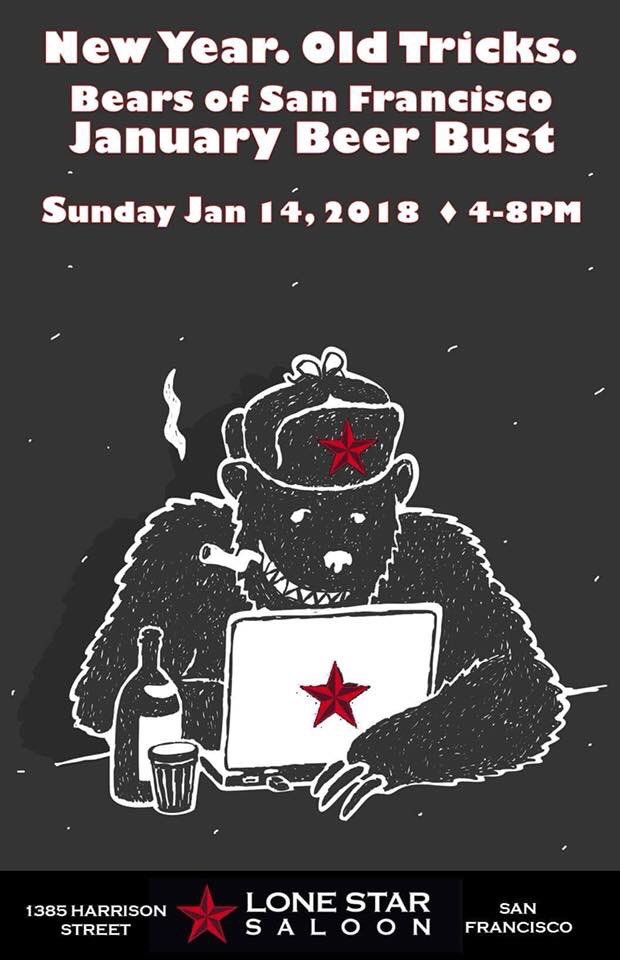 BearsofSF's tweet photo. Got nothing to do today? Join BOSF for our first beer bust of the new year at the Lonestar in SF, CA!!  We have Mac’N Cheese bar, Jell-O shots and of course BEER!! We hope to see you!! Remember all proceeds go to our two beneficiaries. https://t.co/xHYZ6Tb2n6