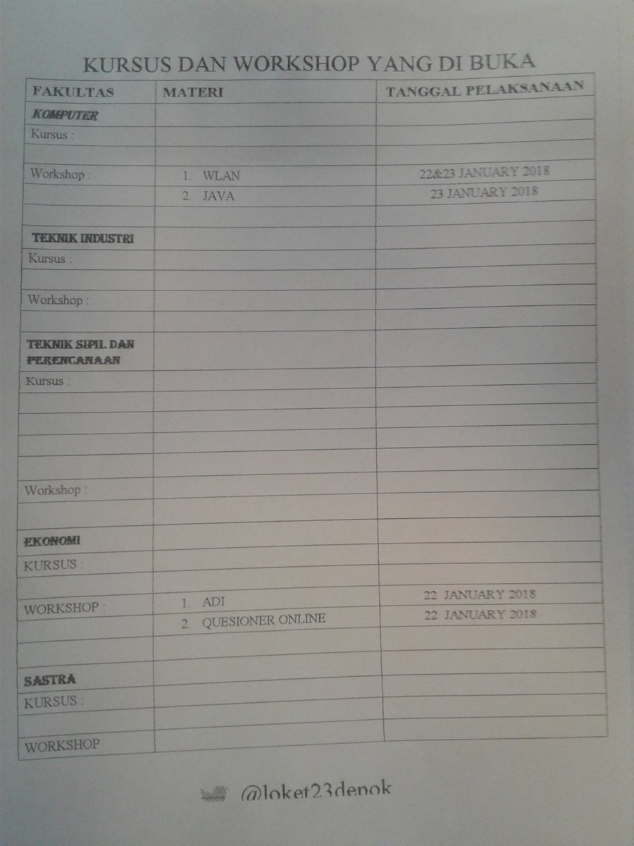 UPDATE JADWAL TERBARU WORKSHOP 2018